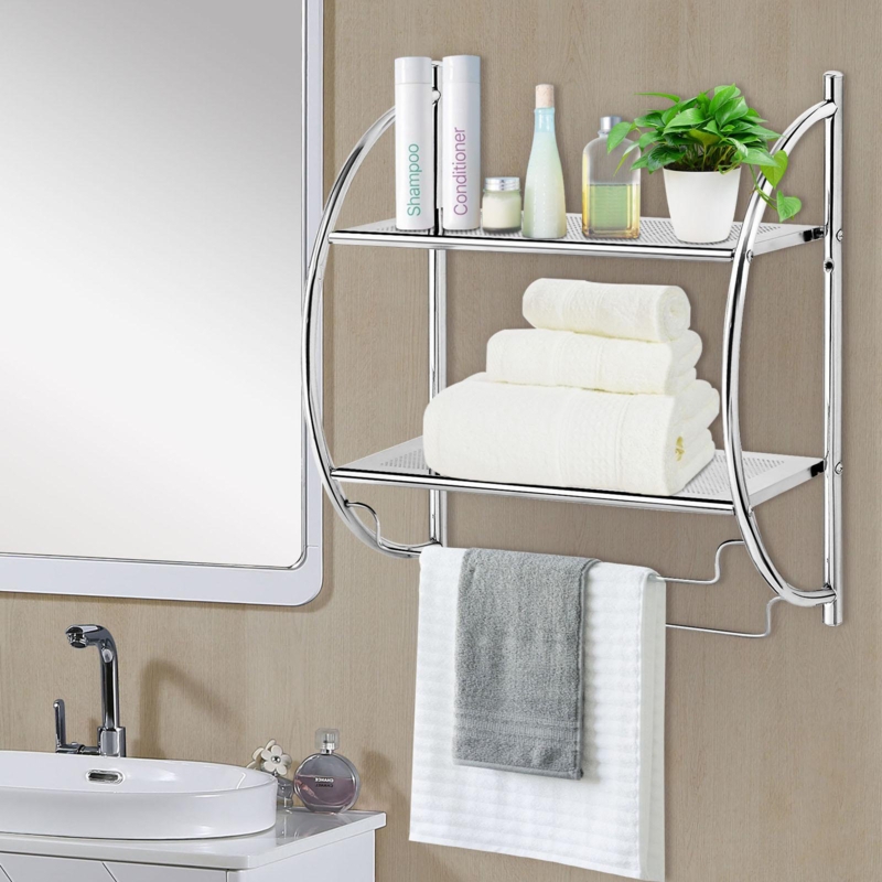 2 Piece Metal Accent Shelf with Towel Bar