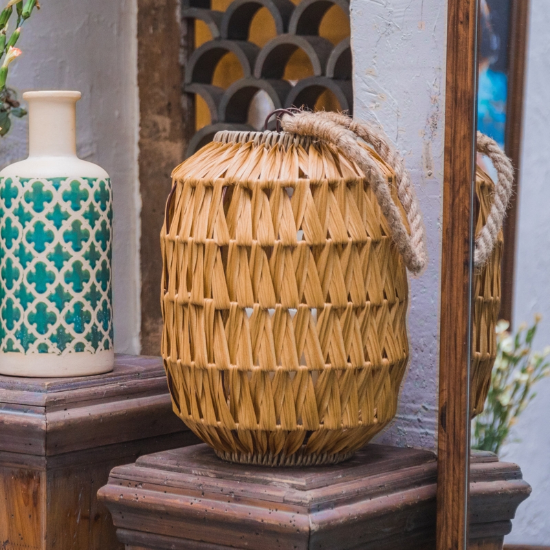 22.4'' H Wicker Wall Wall Sconce with Candle Included