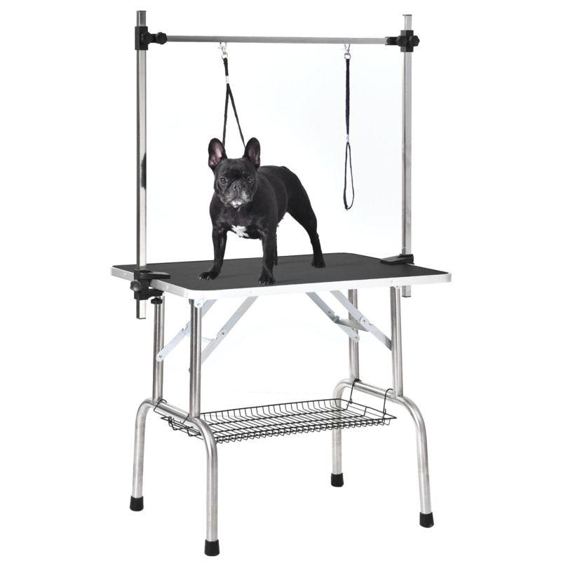 24'' D Stainless Steel Adjustable and Foldable Folding Grooming Table