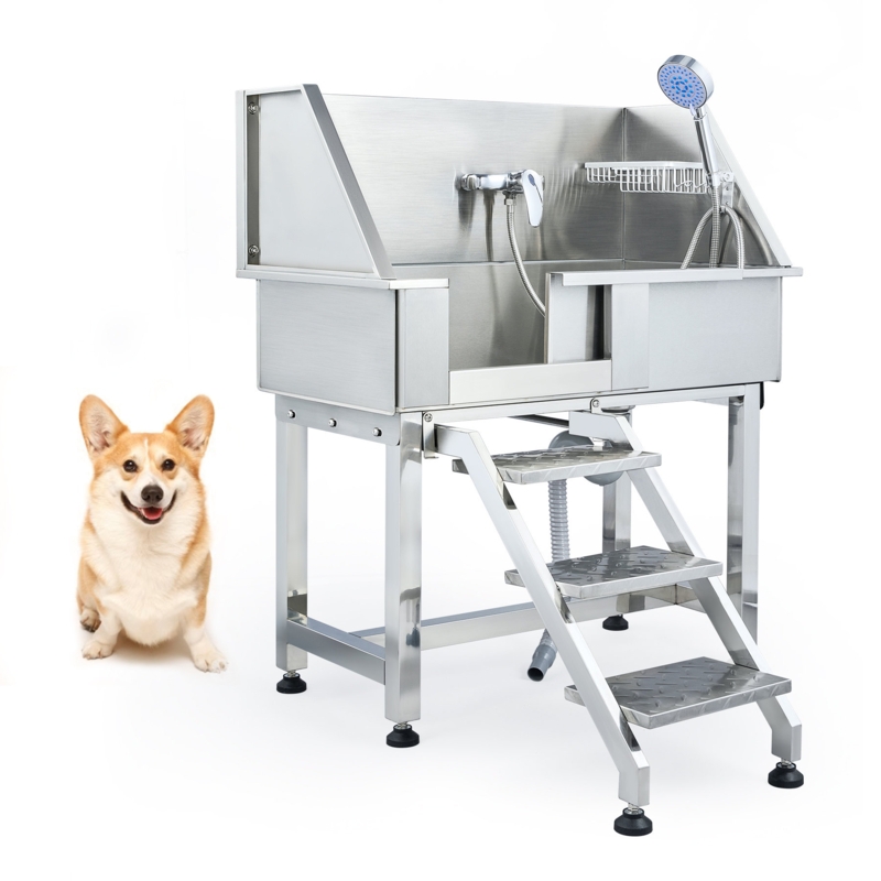 34" Pet Grooming Tub Dog Bathtub Stainless Steel