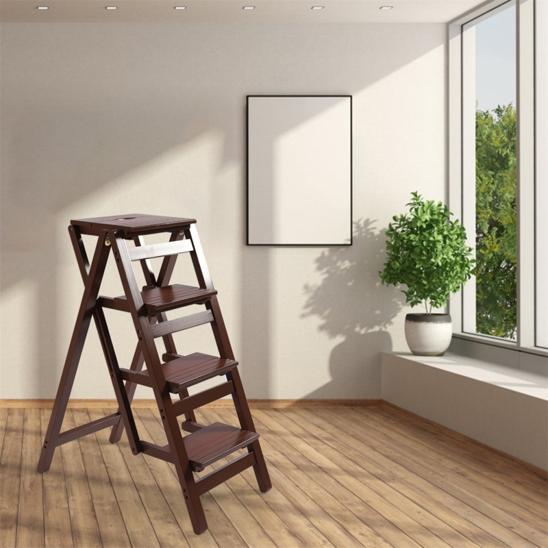 4 - Step Wood Folding Step Stool