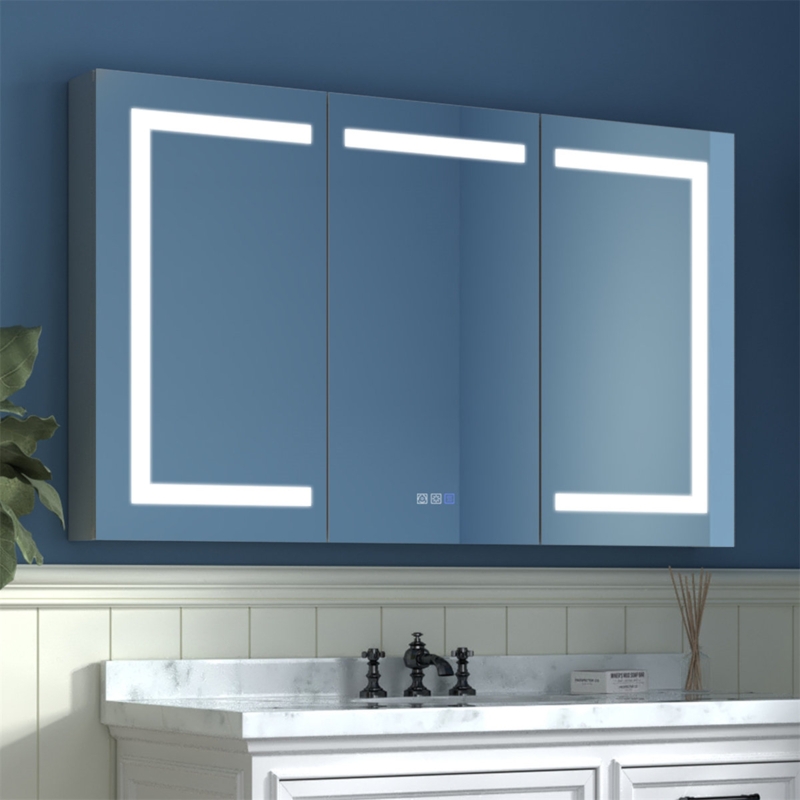 48'' W 30'' H Framed Medicine Cabinet with Mirror and 6 Adjustable Shelves