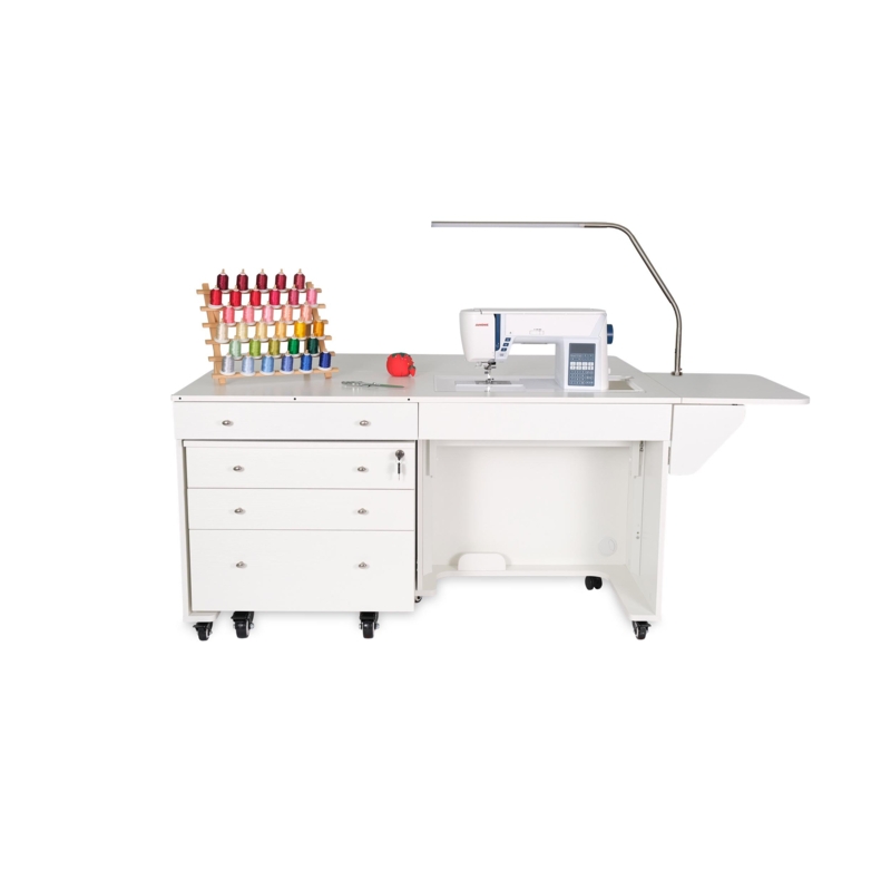 57.35'' x 21'' Foldable Sewing Table with Sewing Machine Platform and Wheels