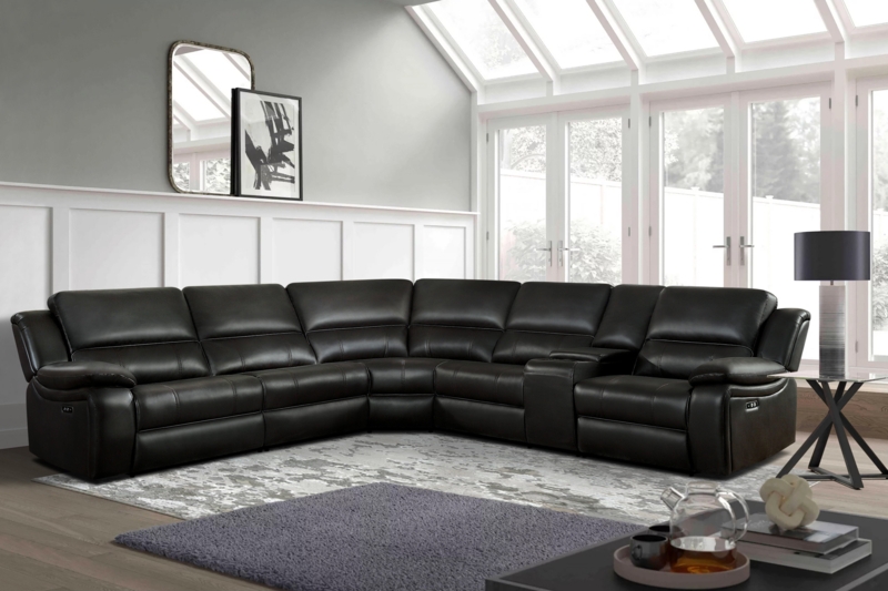 Faux leather power reclining sectional sales