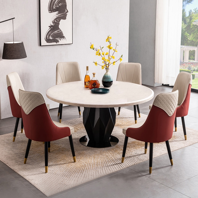 7 - Piece Marble Top Pedestal Dining Set