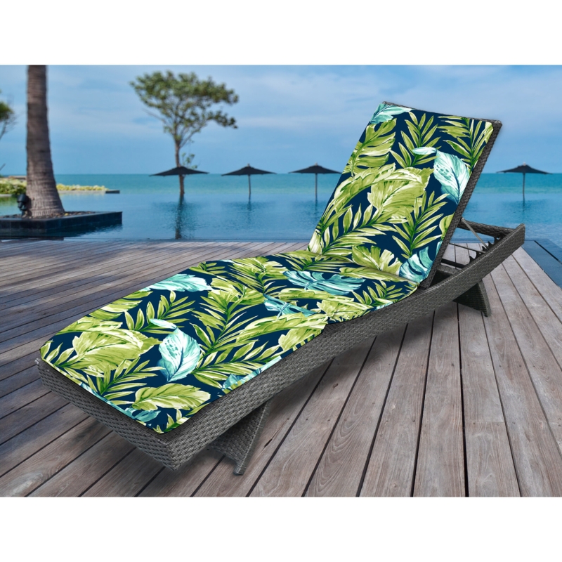 72" x 21" Outdoor Chaise Lounge Cushion with Ties and Loop