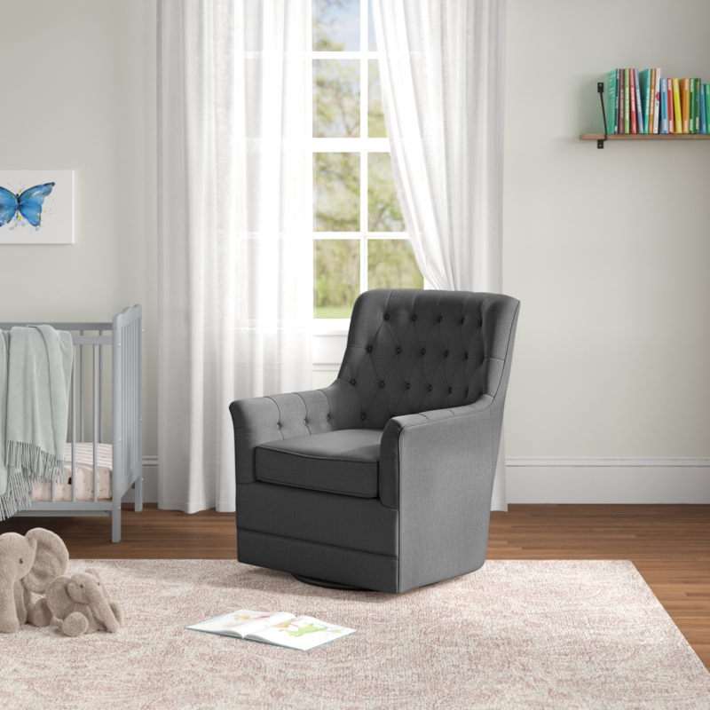 Aaleia Button Tufted Swivel Glider