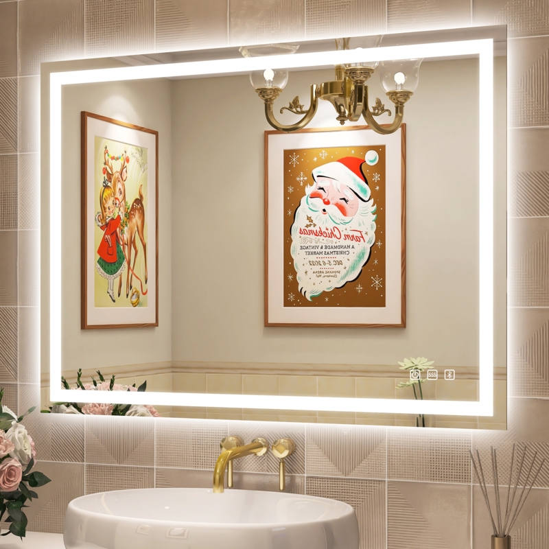 Abbagail Super Bright LED Bathroom Mirror Bluetooth, Dimmable, Defog, Wall Mount, Outlet