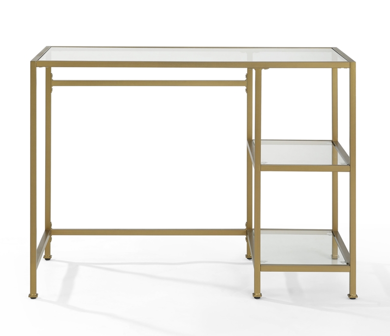 Abrienda Glass Top Metal Base Writing Desk Foter