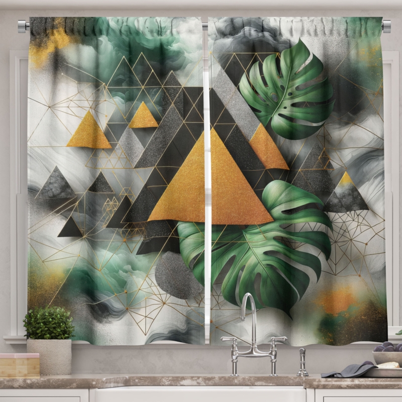 Abstract 55'' W Kitchen Curtain