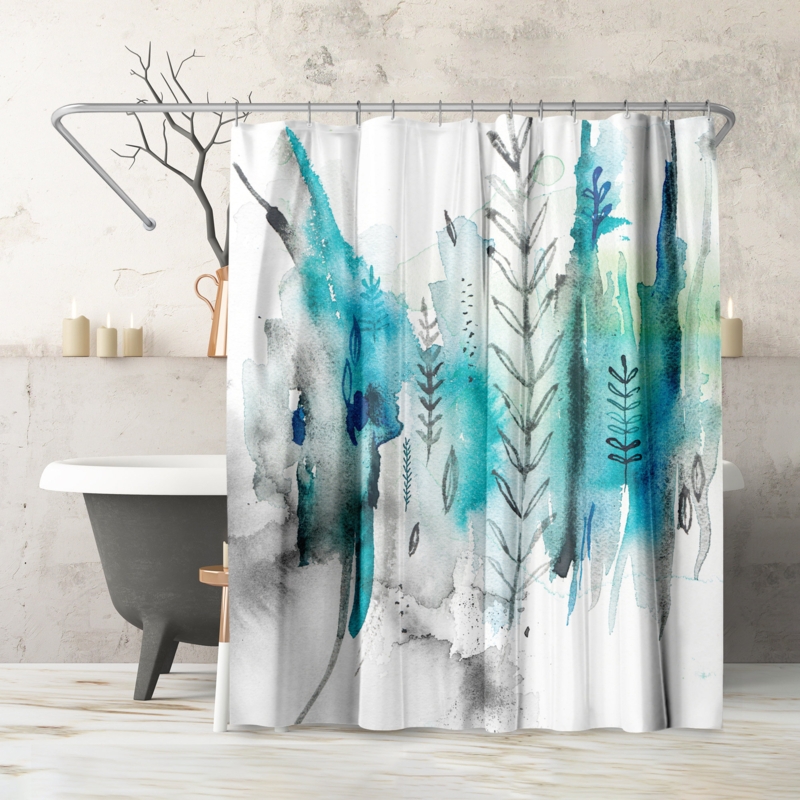 Abstract Shower Curtain Nature in Blue No 2 by Paula Mills