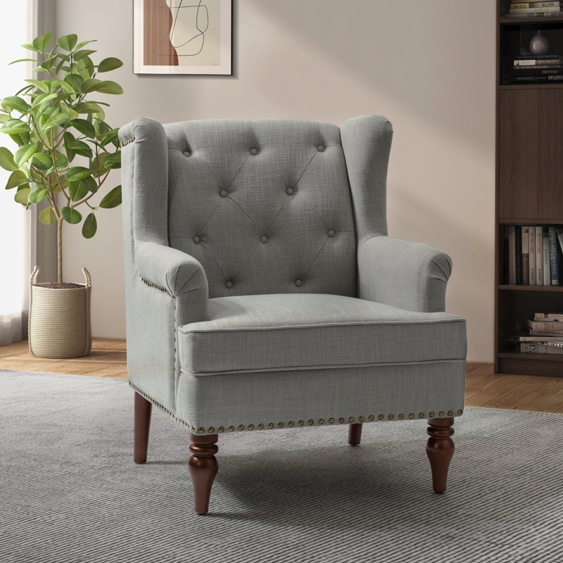 Alexyz 29.5" W Tufted Polyester Wingback Chair