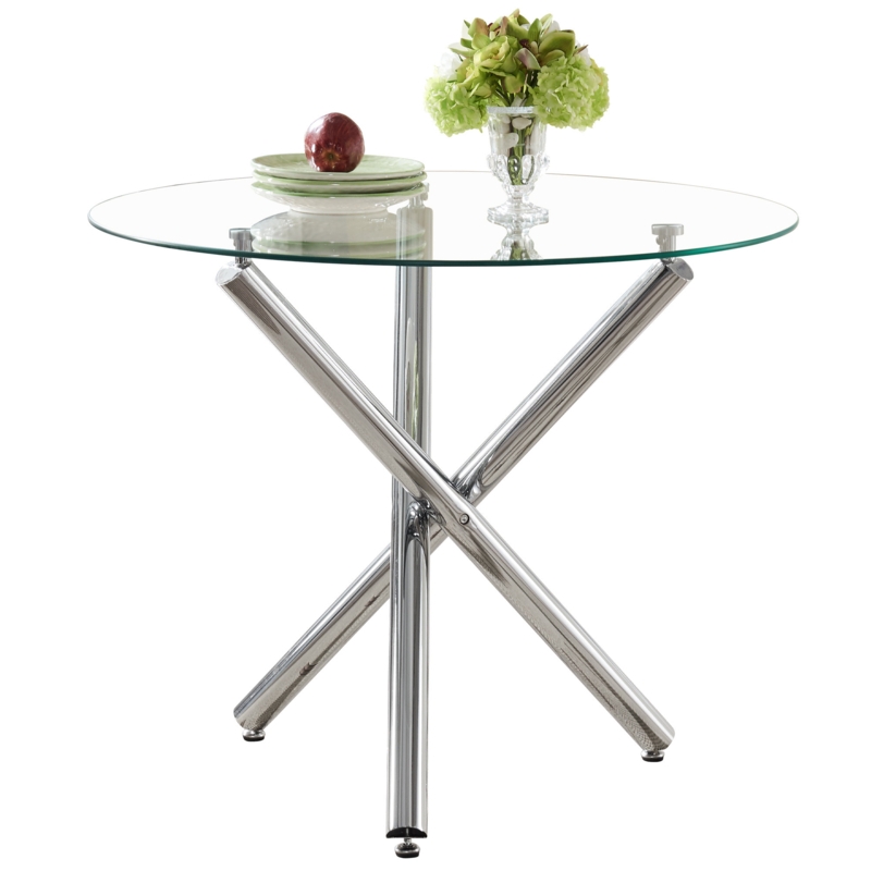 Allayne Round Glass Top Metal Base Dining Table