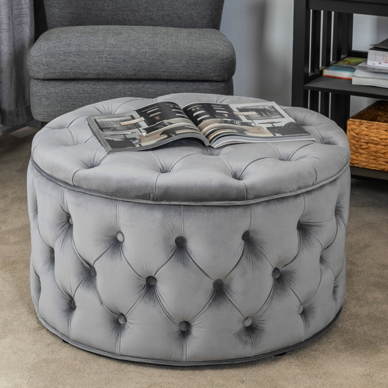 Amram Velvet Storage Ottoman