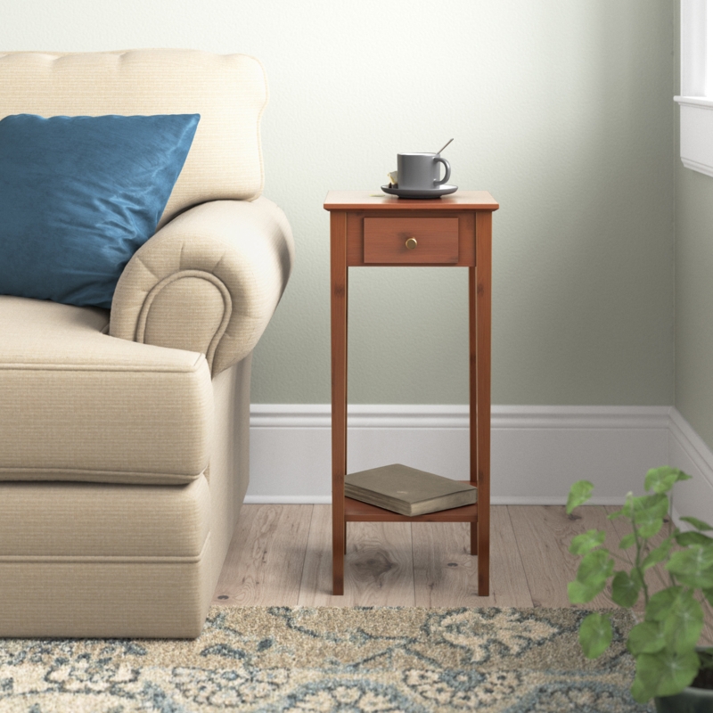 Amreece Solid Wood Top End Table with Storage