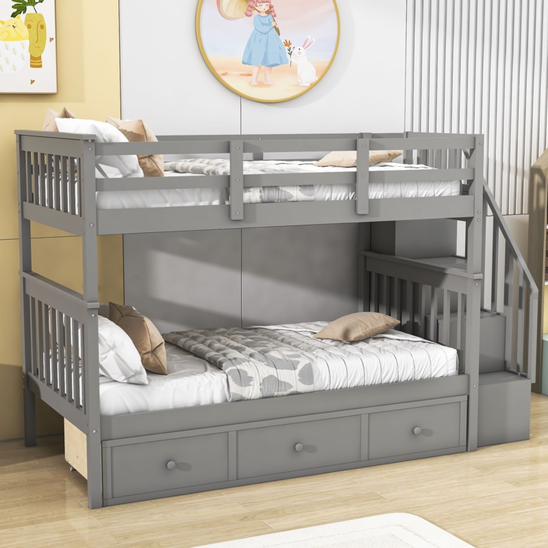 Andhav Kids Twin Over Twin Bunk Bed with Drawers