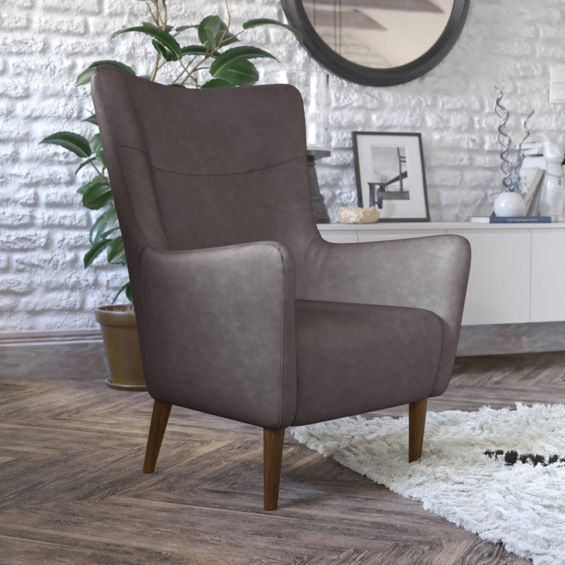 Anniemae Commercial Upholstered Wingback Accent Chair with Wooden Frame and Legs