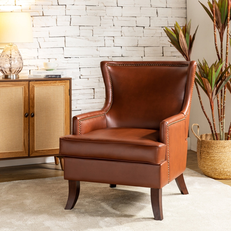 Aquita Vegan Leather Wingback Armchair