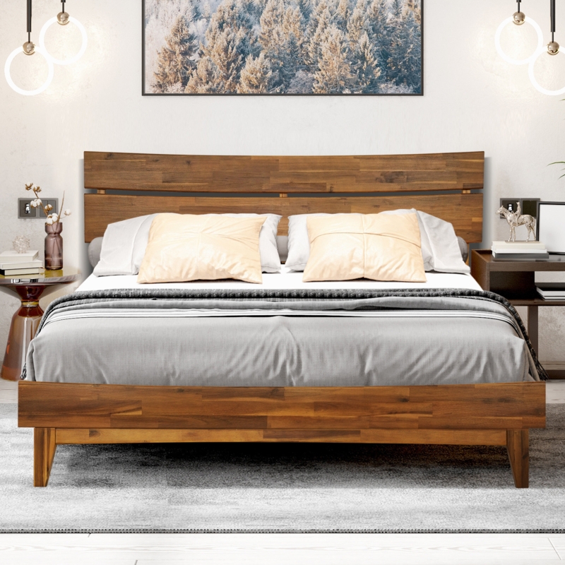 Aurora Solid Wood Bed Frame with Headboard | Foter