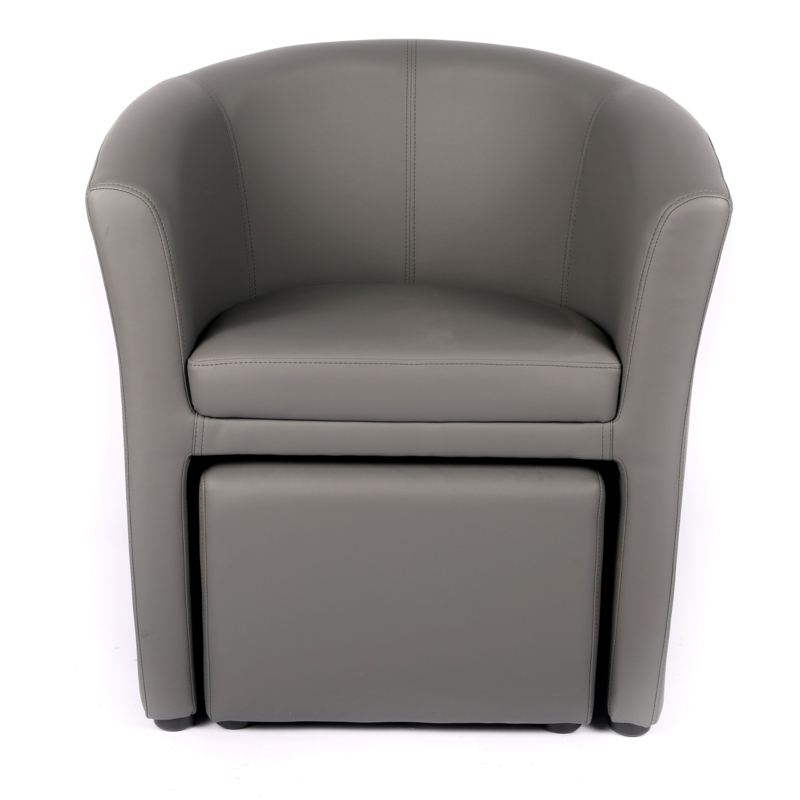 Babumba Faux Leather Upholstered Barrel Chair with Ottoman