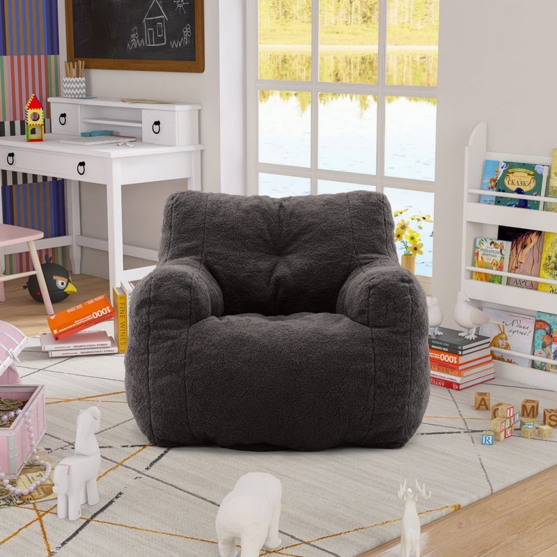 Bean Bag Chair Fluffy Teddy Fabric Lazy Sofa Chair