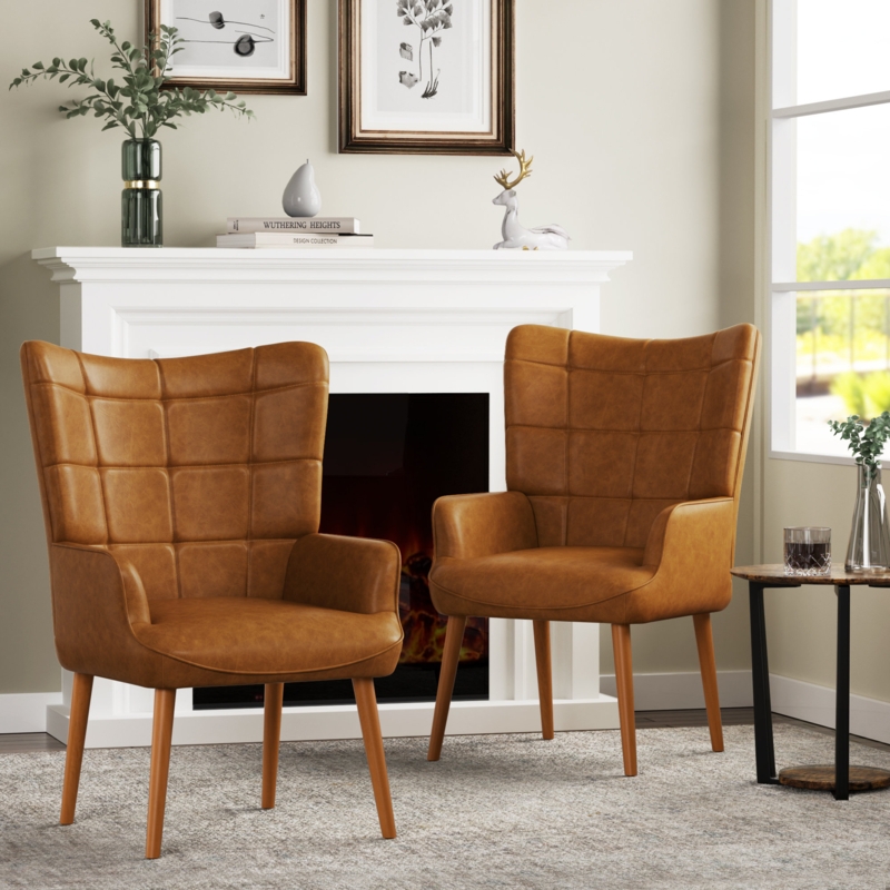 Bejtush Faux Leather Wingback Chair