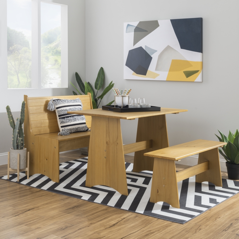Belinda 4 - Person Solid Pine Dining Set with Hidden Storage Bench