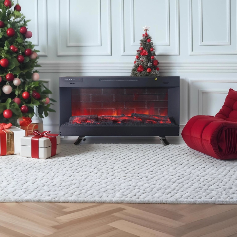 Berrada Freestanding Wall Mounted Electric Fireplace with Remote Control & Timer, 50"W 1500W