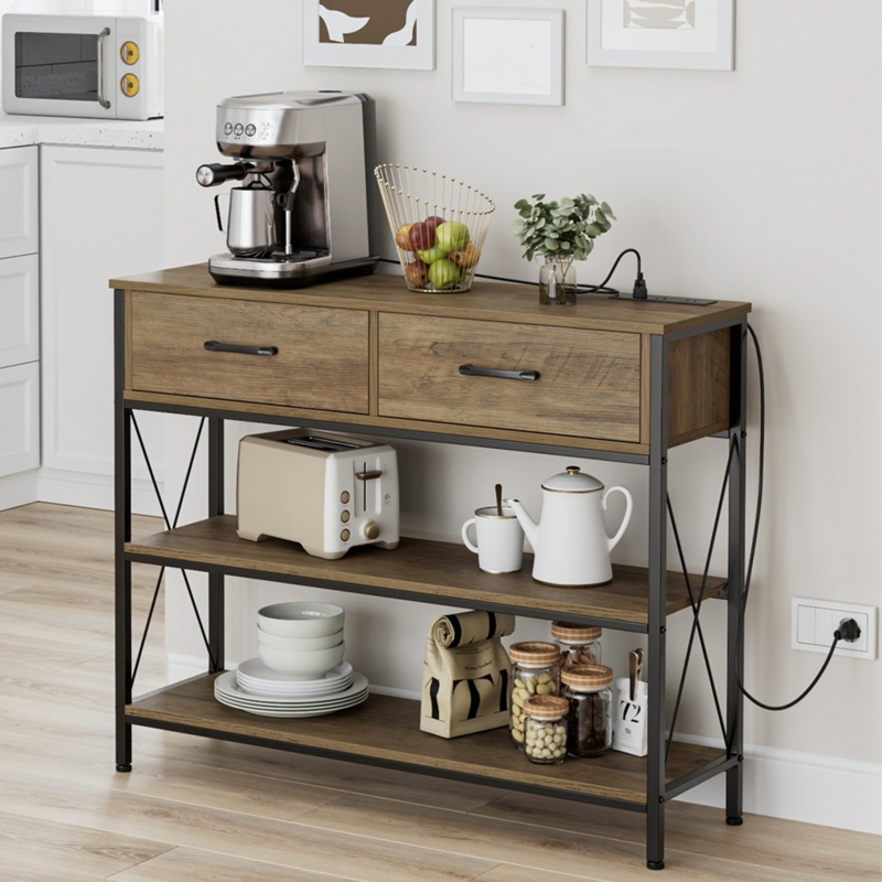 Besuglow Console Table with USB Ports and Outlets