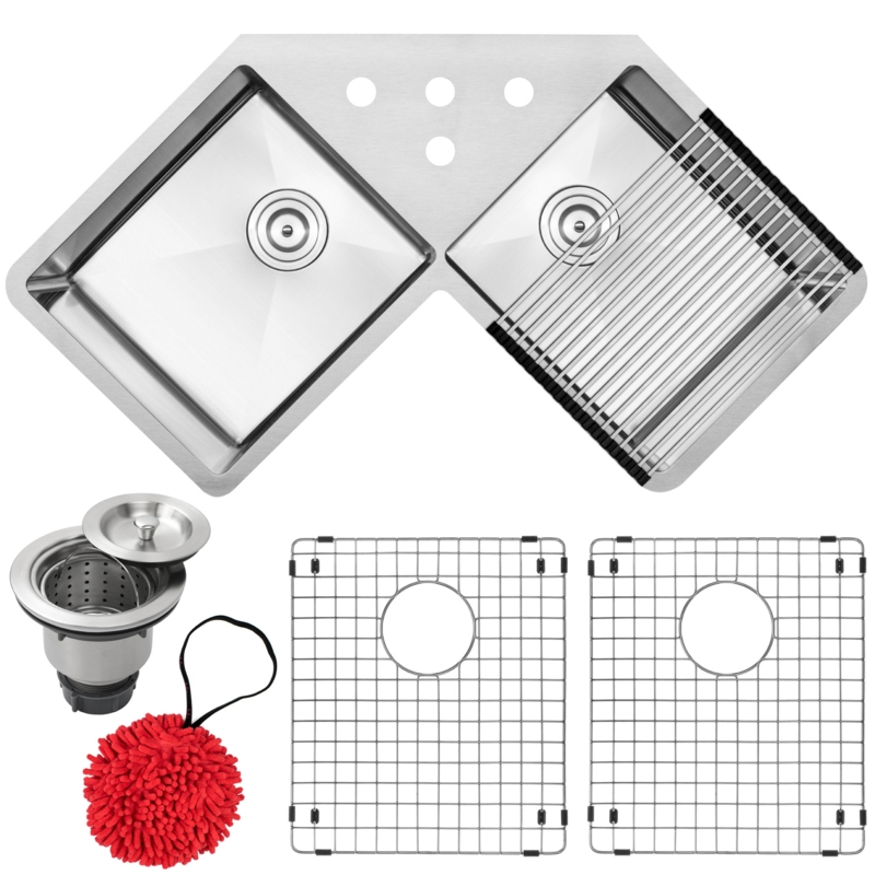 Bradford Series 44.25'' L Undermount Double Bowl Stainless Steel Kitchen Sink