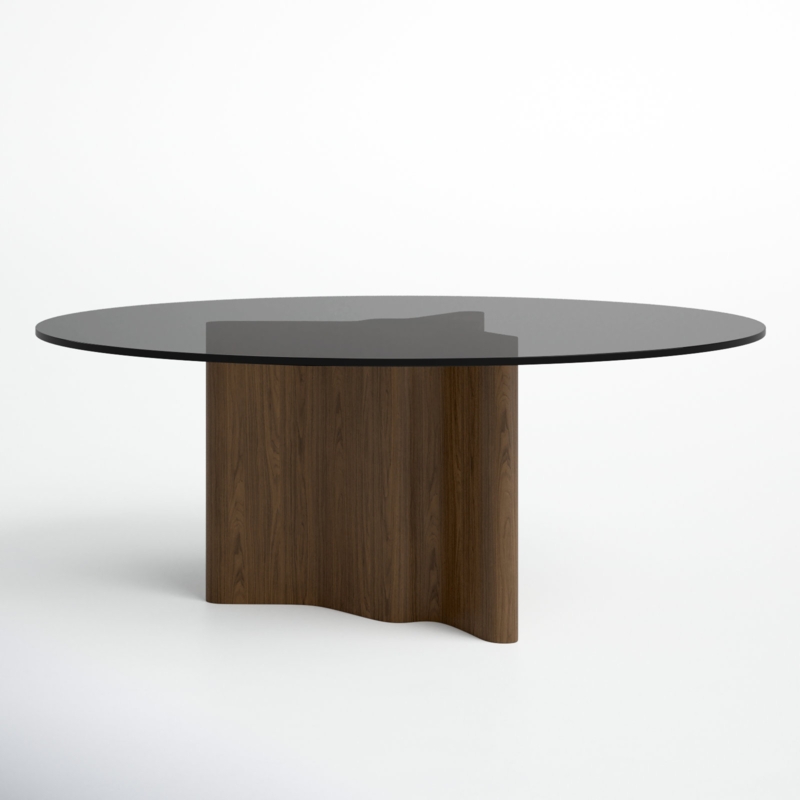 Bristin Round Glass Top Solid Wood Base Dining Table