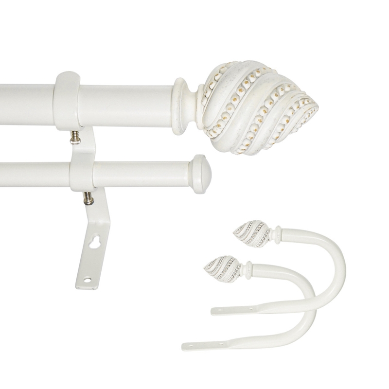 Calynn Overall Width x 1 inch Diameter Double Curtain Rod With Holdbacks