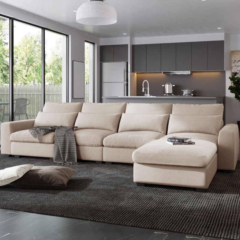 Casea 129.9'' Upholstered Sofa Chaise