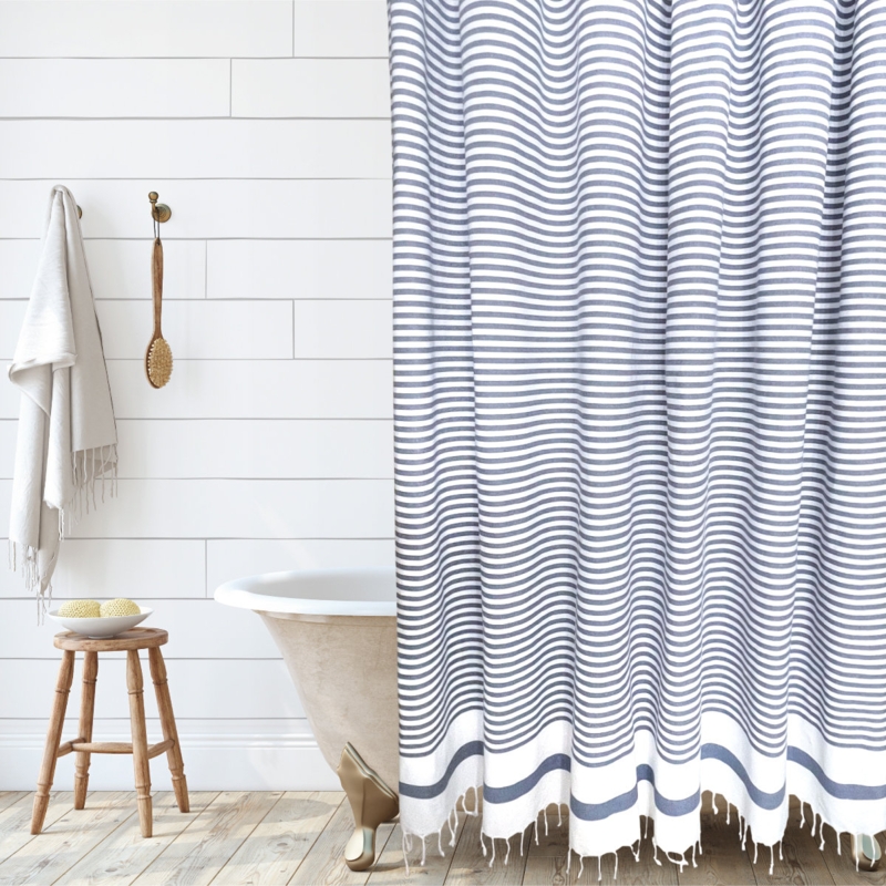 Catalina 100% Cotton Striped Single Shower Curtain