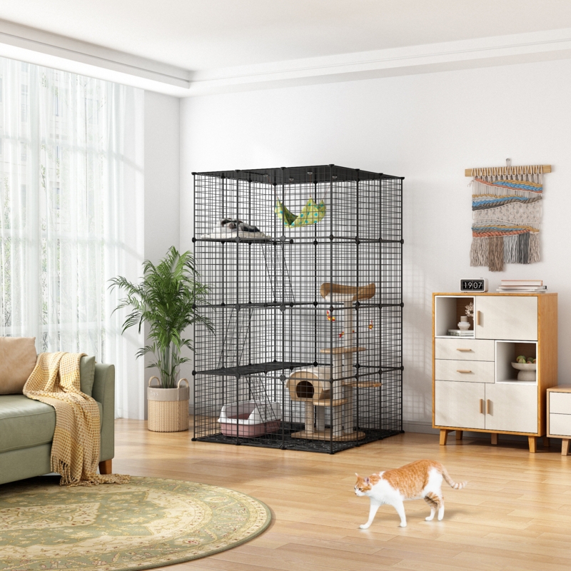 Ceason 4-Tier Wire Cat Cage Playpen
