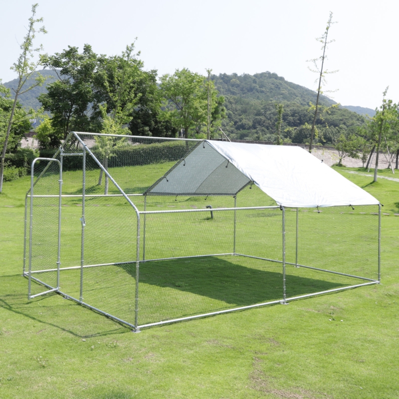 Chadae Walk-in Chicken Coop Poultry Cage Large Metal Hen Run House with Waterproof Cover