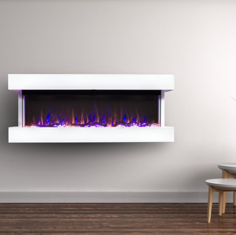 Chesmont 50" Wide 3-Sided Wall Mount Smart Electric Fireplace
