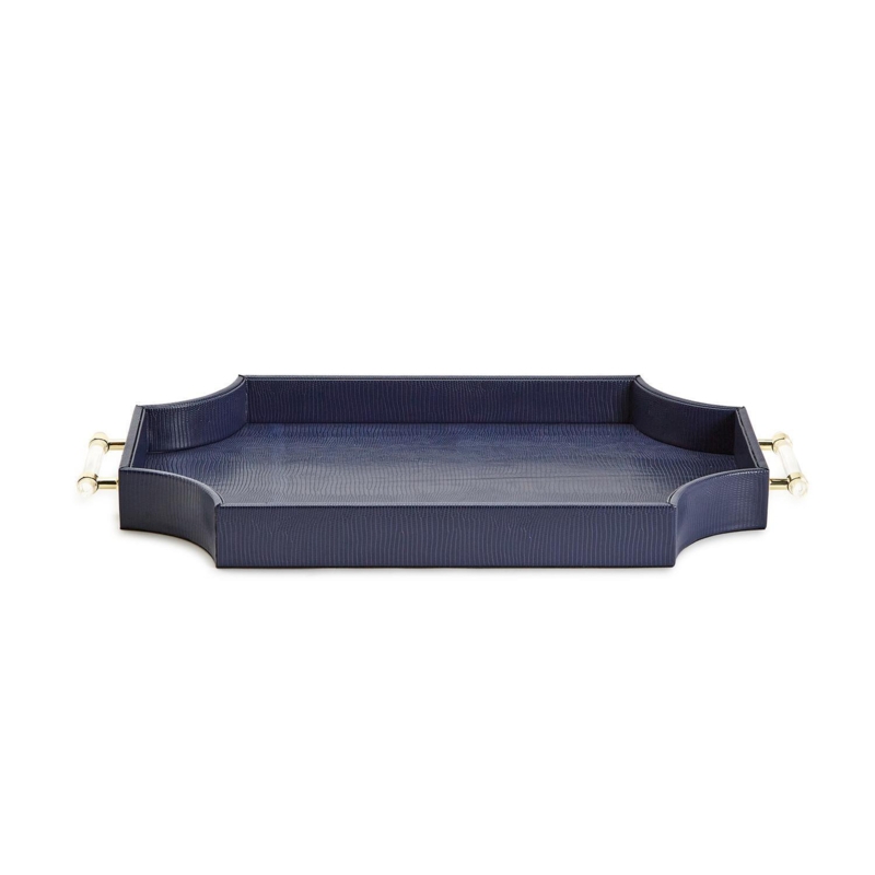 Chloette Tray with Gold Acrylic Handles - MDF/Vegan Leather Tray