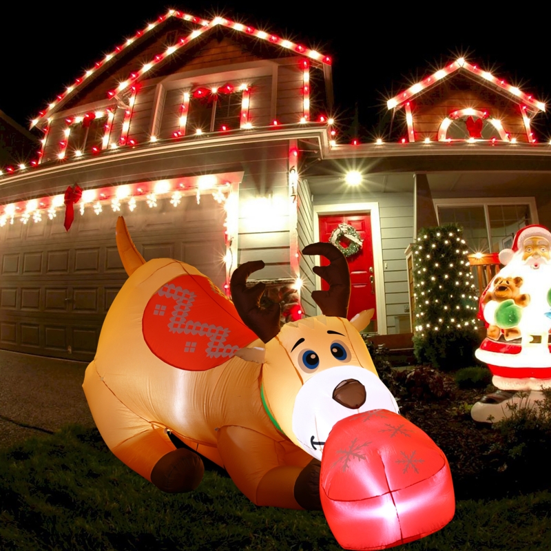 Christmas Inflatables Reindeer and Gift Outdoor with LED Lighting