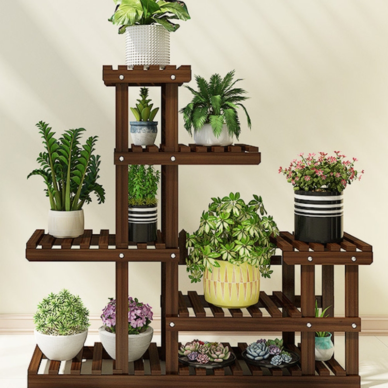 Clesta Multi Tier Indoor Flower Display Rack Wood Plant Stand Shelf Bonsai Garden Tall