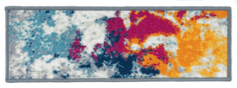 Cloa Modern Abstract Machine Washable Non-Slip Rubber-back Pink/Blue/Orange Stair Tread