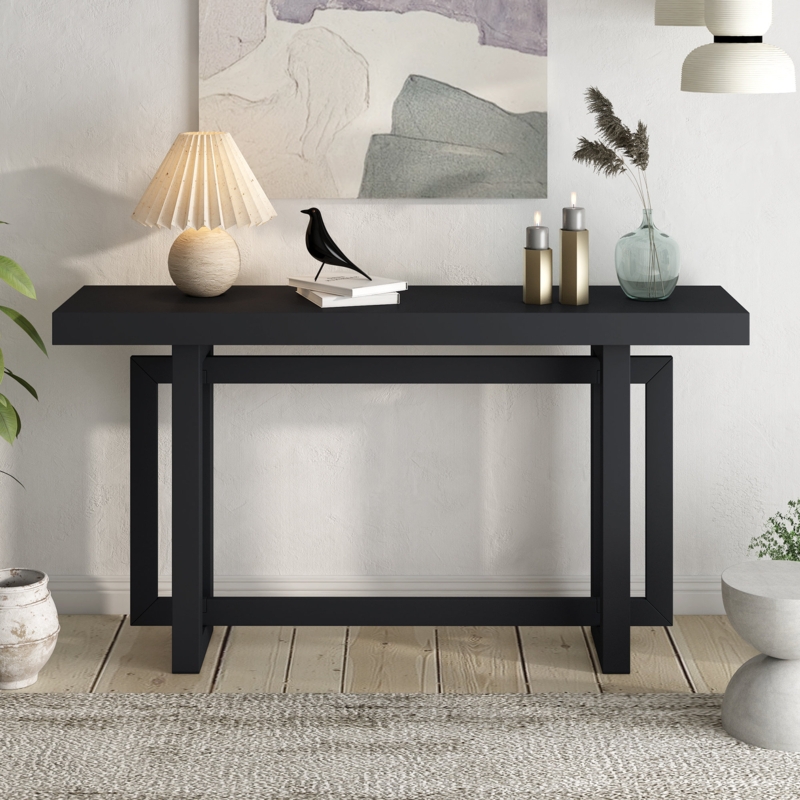 Concrete-Top Console Table - Contemporary Design, Versatile Functionality, and Easy Assembly