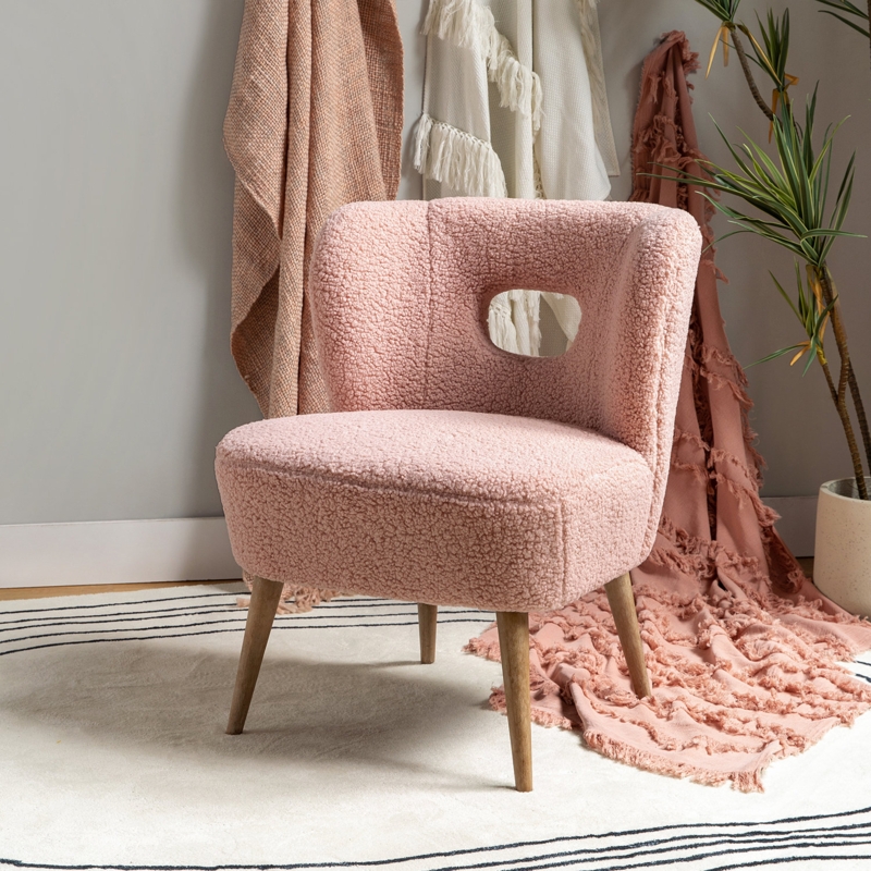 Corinne Wooden Upholstered Side Chair with Cutout Back