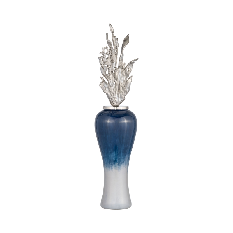 Creative Vase with Flame Topper - Contemporary Stoneware for Home or Office Decor Accent