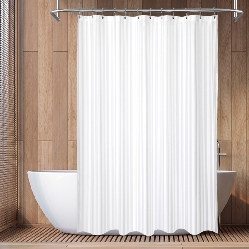 Damask Water Repellent Stripe Fabric Shower Curtain