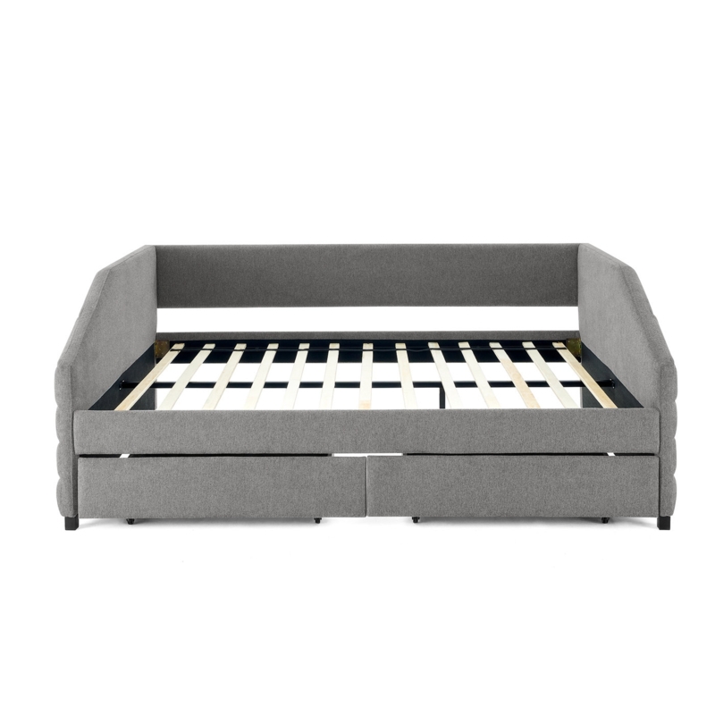 Daybed with Two Drawers, Upholstered Tufted Sofa Bed Frame