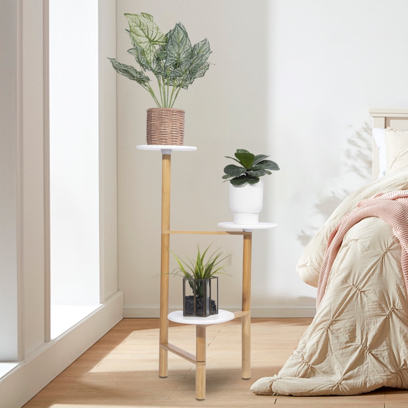 Dellarae 3 Tiers Bamboo Plant Stand Indoor Corner Garden Shelf Flower Stands for Living Room Balcony and Gard