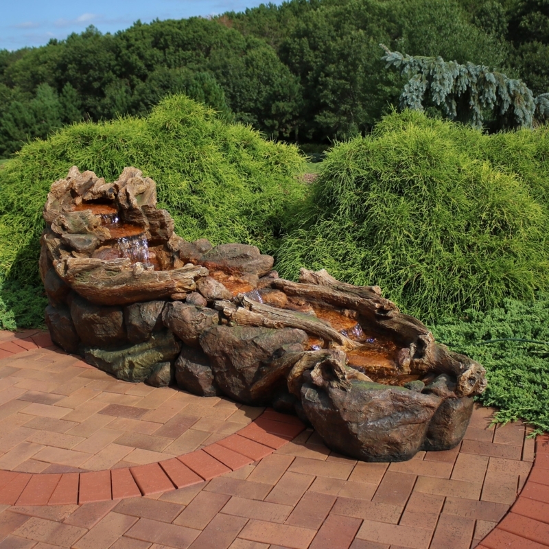 Denair Outdoor Weather Resistant Floor Fountain with Light