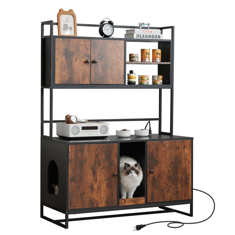 Denetrice Cat Litter Box Enclosures With Storage Shelves