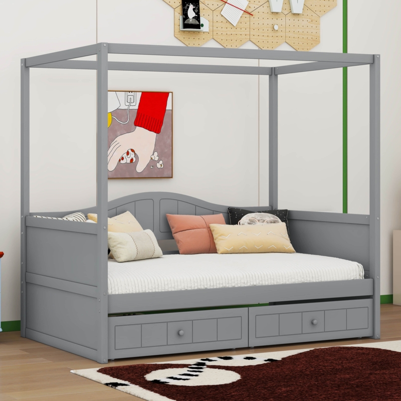 Detrice Twin Size Canopy Day Bed with 2 Drawers